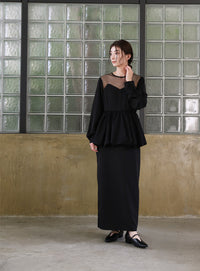 【オケージョン/結婚式】ペプラムバルーンドッキングワンピース