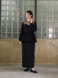 【オケージョン/結婚式】ペプラムバルーンドッキングワンピース