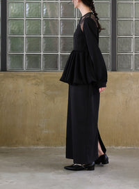 【オケージョン/結婚式】ペプラムバルーンドッキングワンピース