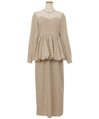 【オケージョン/結婚式】ペプラムバルーンドッキングワンピース