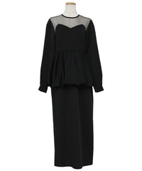 【オケージョン/結婚式】ペプラムバルーンドッキングワンピース