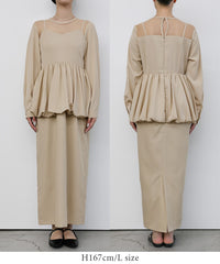 【オケージョン/結婚式】ペプラムバルーンドッキングワンピース