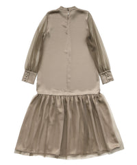 【オケージョン/結婚式】ヘムチュールサテンワンピース