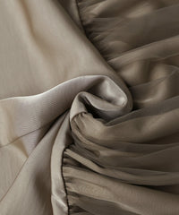 【オケージョン/結婚式】ヘムチュールサテンワンピース