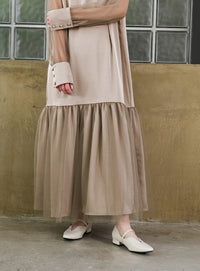 【オケージョン/結婚式】ヘムチュールサテンワンピース