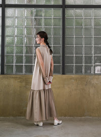 【オケージョン/結婚式】ヘムチュールサテンワンピース