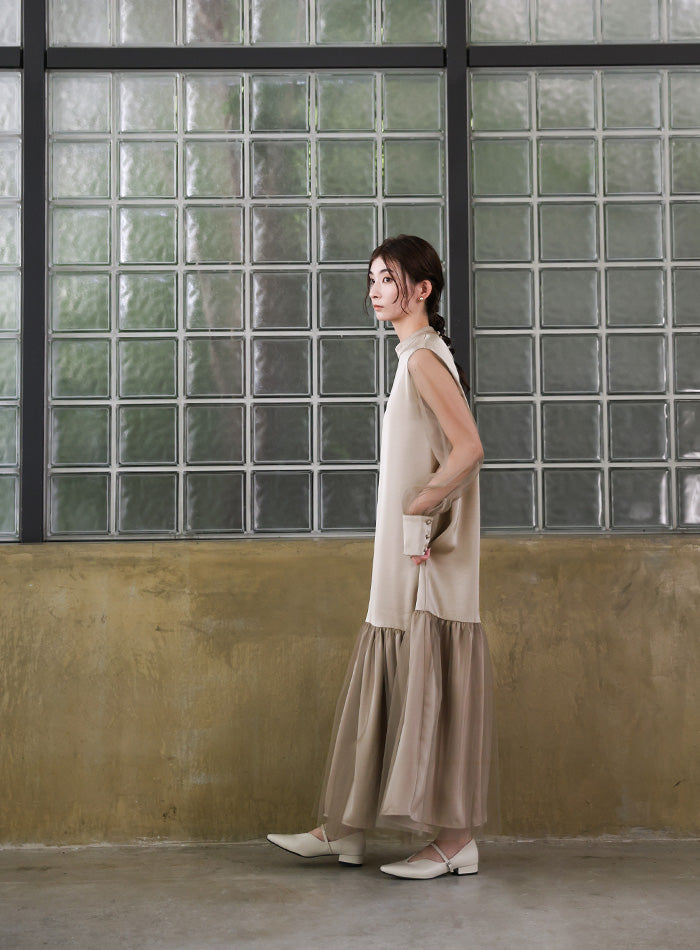 【オケージョン/結婚式】ヘムチュールサテンワンピース