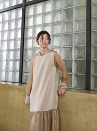 【オケージョン/結婚式】ヘムチュールサテンワンピース