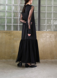 【オケージョン/結婚式】ヘムチュールサテンワンピース