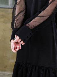 【オケージョン/結婚式】ヘムチュールサテンワンピース