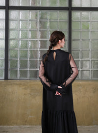 【オケージョン/結婚式】ヘムチュールサテンワンピース