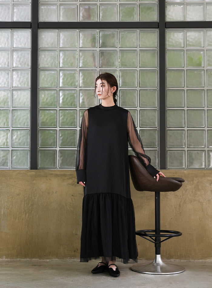 【オケージョン/結婚式】ヘムチュールサテンワンピース