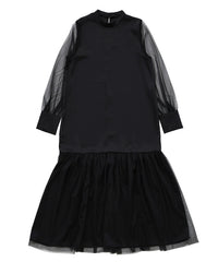 【オケージョン/結婚式】ヘムチュールサテンワンピース