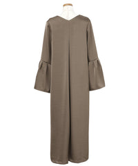 【オケージョン/結婚式】スリットスリーブVネックワンピース