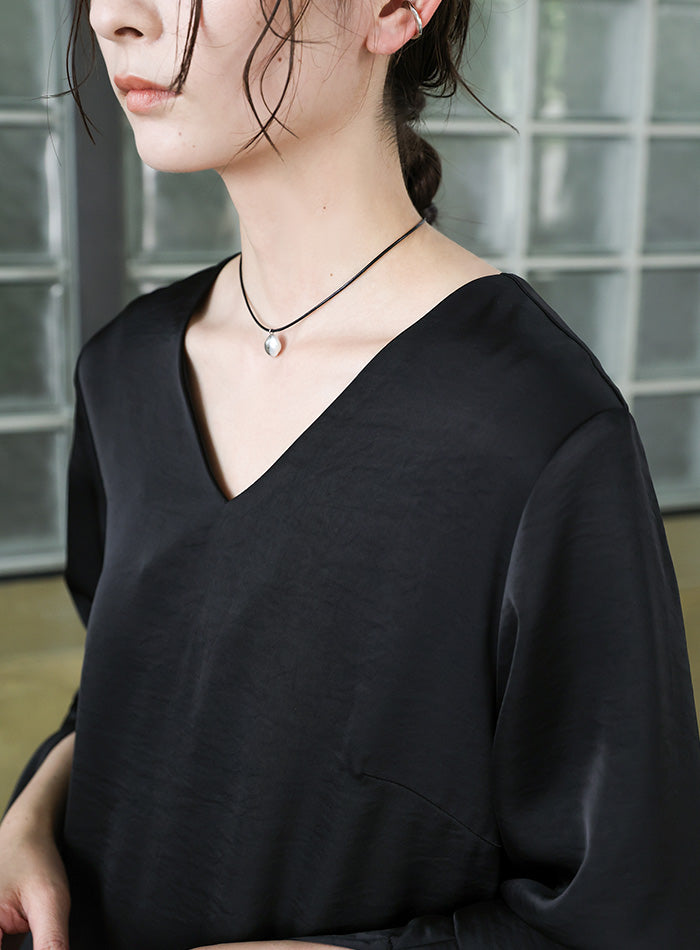 【オケージョン/結婚式】スリットスリーブVネックワンピース