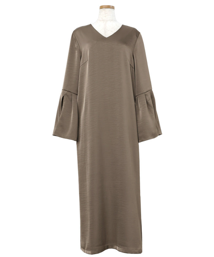 【オケージョン/結婚式】スリットスリーブVネックワンピース