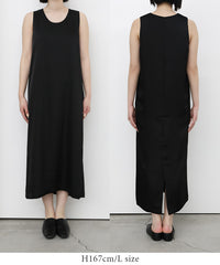 ラウンドネックサテンロングワンピース【セットアップ対応】【by SON】