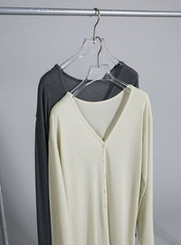 【Et】2-Way Ribbed Long Cardigan