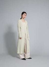 【Et】2-Way Ribbed Long Cardigan