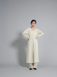 【Et】2-Way Ribbed Long Cardigan