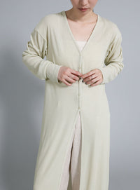 【Et】2-Way Ribbed Long Cardigan