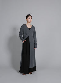 【Et】2-Way Ribbed Long Cardigan
