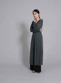 【Et】2-Way Ribbed Long Cardigan
