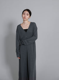 【Et】2-Way Ribbed Long Cardigan