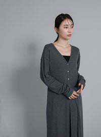 【Et】2-Way Ribbed Long Cardigan