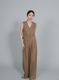 【Et】Mannish Vest and Tuck Pants Set