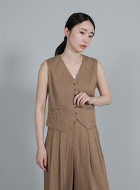 【Et】Mannish Vest and Tuck Pants Set