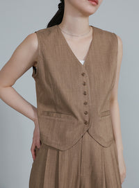【Et】Mannish Vest and Tuck Pants Set