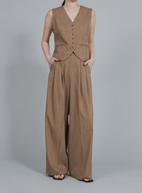 【Et】Mannish Vest and Tuck Pants Set