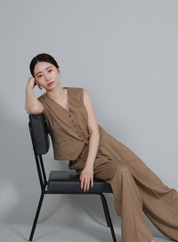 【Et】Mannish Vest and Tuck Pants Set