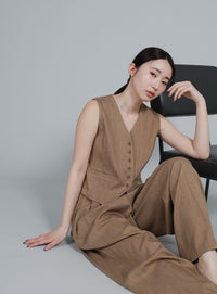 【Et】Mannish Vest and Tuck Pants Set