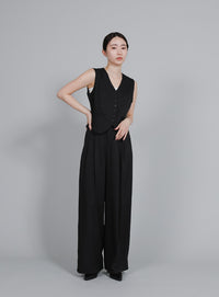 【Et】Mannish Vest and Tuck Pants Set