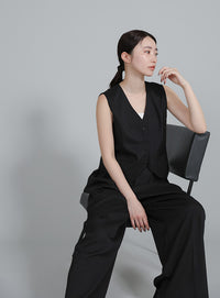 【Et】Mannish Vest and Tuck Pants Set