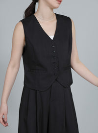 【Et】Mannish Vest and Tuck Pants Set