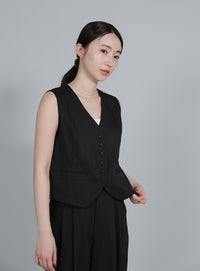 【Et】Mannish Vest and Tuck Pants Set