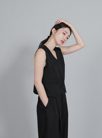 【Et】Mannish Vest and Tuck Pants Set