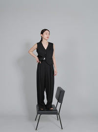 【Et】Mannish Vest and Tuck Pants Set