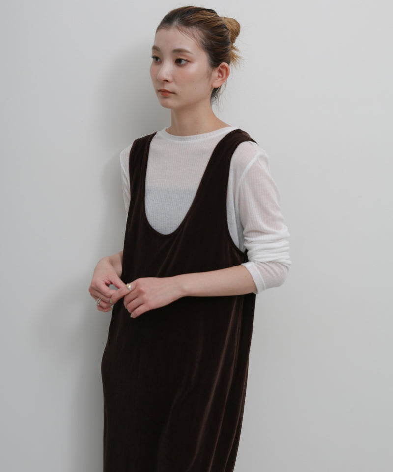 Uネックベロアロングワンピース – SELECT MOCA
