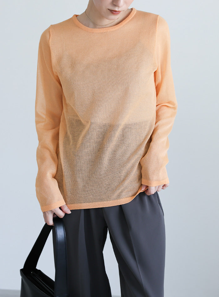 【サイズ展開あり】クルーネックシアーニットプルオーバー