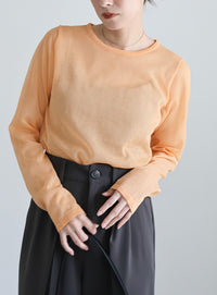 【サイズ展開あり】クルーネックシアーニットプルオーバー