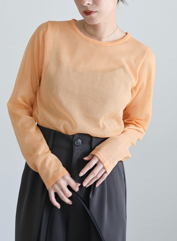 【サイズ展開あり】クルーネックシアーニットプルオーバー