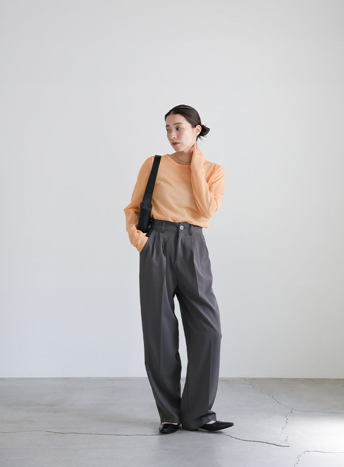 【サイズ展開あり】クルーネックシアーニットプルオーバー