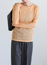 【サイズ展開あり】クルーネックシアーニットプルオーバー