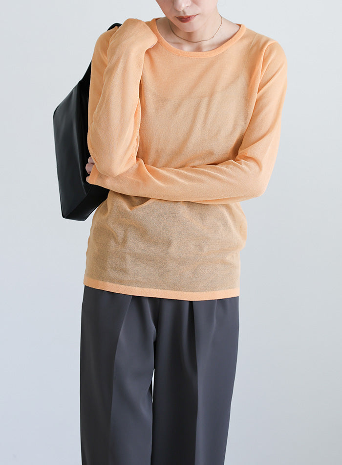 【サイズ展開あり】クルーネックシアーニットプルオーバー