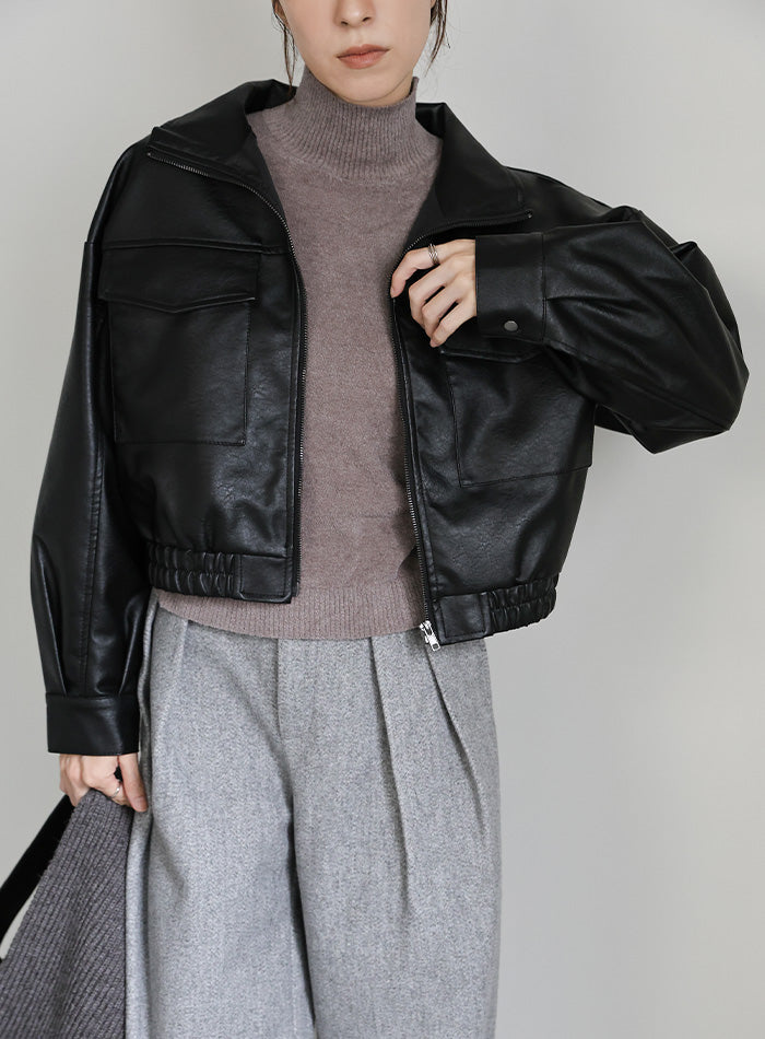 フェイクレザーショートブルゾン – SELECT MOCA