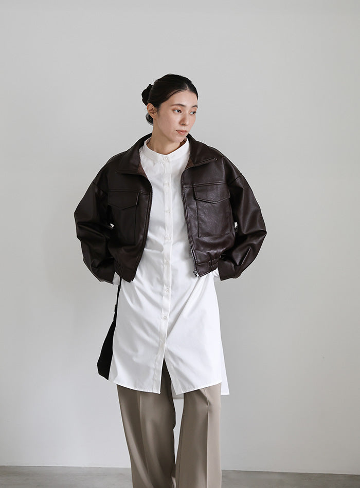 フェイクレザーショートブルゾン – SELECT MOCA